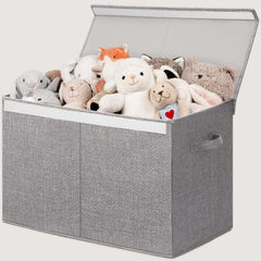 INDRESSME large toy storage box with lid in grey keeps play items dust-free and organized for tidy spaces