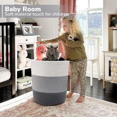 INDRESSME tall laundry basket 65L capacity demonstrated for towels and toys