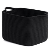 INDRESSME Woven Storage Basket black front view on a shelf for tidy toy storage