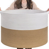 INDRESSME XXXLarge cotton storage basket folded for compact storage.