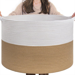 INDRESSME XXXLarge cotton storage basket folded for compact storage.
