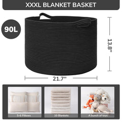 INDRESSME XXXLarge Blanket Basket towels demonstrates easy organization in bedrooms and bathrooms.