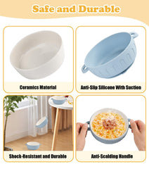 iNeibo porcelain bowls with handles designed to reduce burn risk during feeding