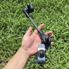 Inf-way umbrella holder features dual knobs to lock firmly.