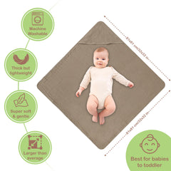 Infancie organic cotton towels gentle on skin during bath time.