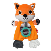 Infantino Cuddly Teether Fox plush toy with soft fabric for soothing baby's bonding.