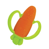 Infantino Lil’ Nibbles carrot front view with textured silicone for soothing gums.