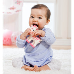 Infantino Teether Toy Squeeze and TeeThe Zebra close-up texture emphasizes chew-friendly surfaces.