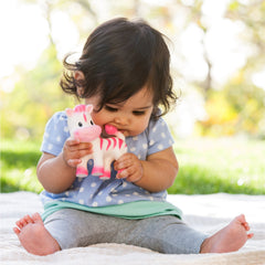 Infantino Teether Toy Squeeze and TeeThe Zebra grasp-friendly hold supports tiny hands.