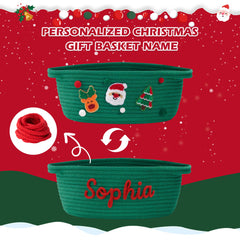 InfiBay Christmas basket ribbon bow enhances gift presentation.