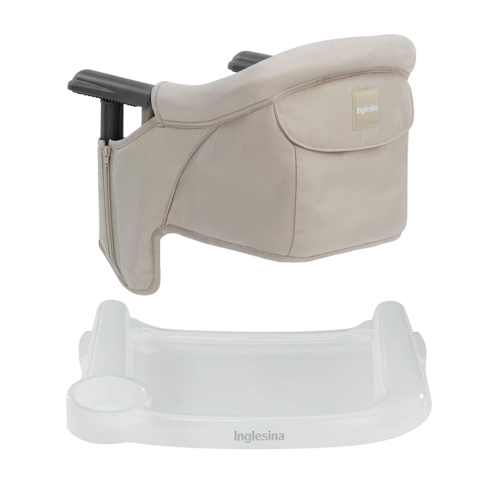 Inglesina Fast Table Chair Cream front view shows compact high chair for meals