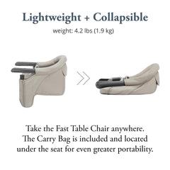 Inglesina Fast Table Chair cream features a rear storage pocket and washable cover for daily use.