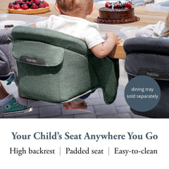 Inglesina Fast Table Chair attached to table for secure feeding.