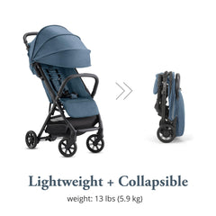 Inglesina Quid 2 Stroller Manta Blue reclining-seat demonstrates comfort for naps on the go.