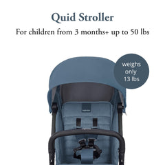 Inglesina Quid 2 Stroller Manta Blue ultra-compact-design highlights effortless city travel and trunk fit.