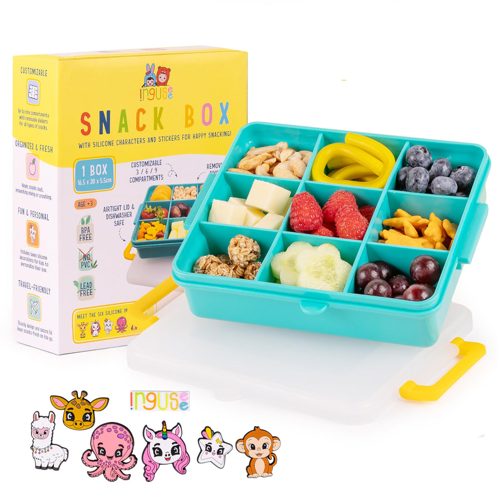 INGUSEE travel snack box lid with silicone decorations for kid customization