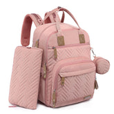 iniuniu diaper bag backpack front view pink shows organized storage