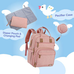 iniuniu diaper bag backpack side pocket pink shows quick wipes access during outings