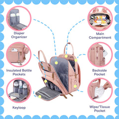 iniuniu diaper pouch open pink reveals machine-washable changing mat for on-the-go changes