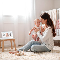 Inkless baby-hand-footprint-kit pads closeup shows mess-free, safe printing for tiny hands.