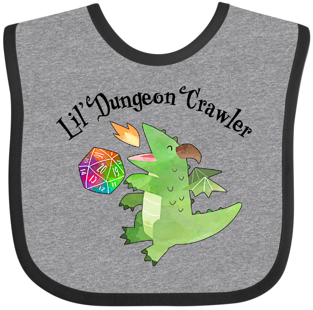 inktastic Lil' Dungeon Crawler dragon bib Heather - soft and easy to clean for messes.