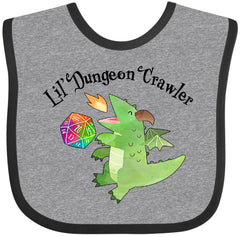 inktastic Lil' Dungeon Crawler dragon bib Heather - soft and easy to clean for messes.