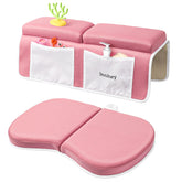 InnJoey pink bath kneeler side view for comfortable knee support during baths.