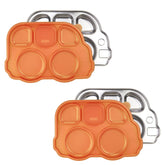 Innobaby bus platter with five compartments keeps meals organized for kids.