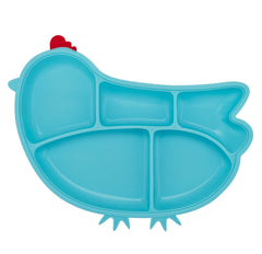 Innobaby Din Din Smart chicken plate blue front view for mess-free meals