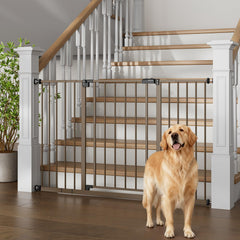 InnoTruth baby gate wide-width adjustable demonstrates flexible fit for stairs and doorways.