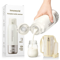 Innoworld portable bottle warmer front view showing compact design for travel convenience