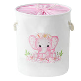 INough baby basket pink hamper shows large capacity for toys and laundry in a nursery.