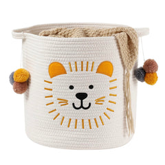 INough large blanket basket in living room with cotton rope for organized storage