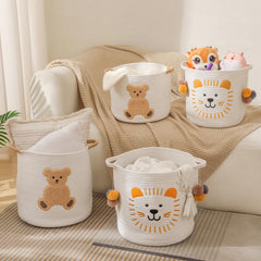 INough soft cotton rope basket shows foldable design for compact closet storage