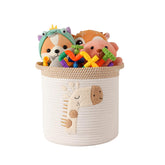 INough toy storage basket with woven cotton rope and giraffe embroidery keeps toys organized