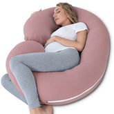 INSEN pregnancy pillow 58-inch C-shaped in full support setup for sleeping
