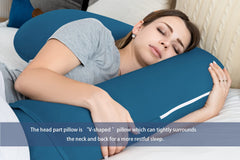 INSEN blue jersey cotton cover on pillow offers cool, skin-friendly comfort.