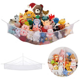 INSFITY large stuffed animal net corner in white demonstrates space-saving storage for plushies.