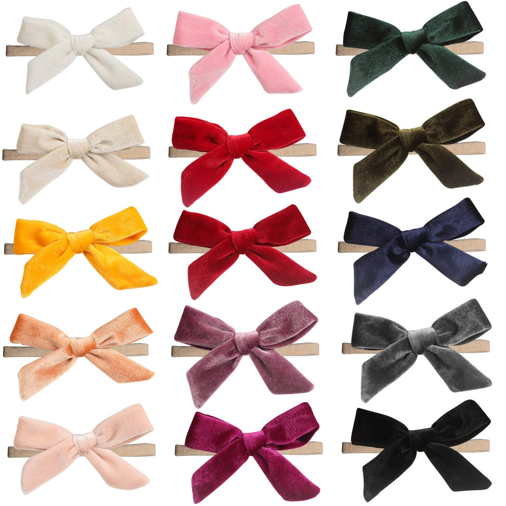 InSowni 15-pack velvet bow headbands bundle adds colorful polish to outfits.