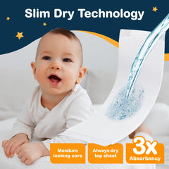Inspire Dimples booster pads feature a smooth top sheet for gentle nighttime comfort.