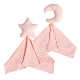 insular baby lovey star moon pink front view for soothing bedtime comfort.