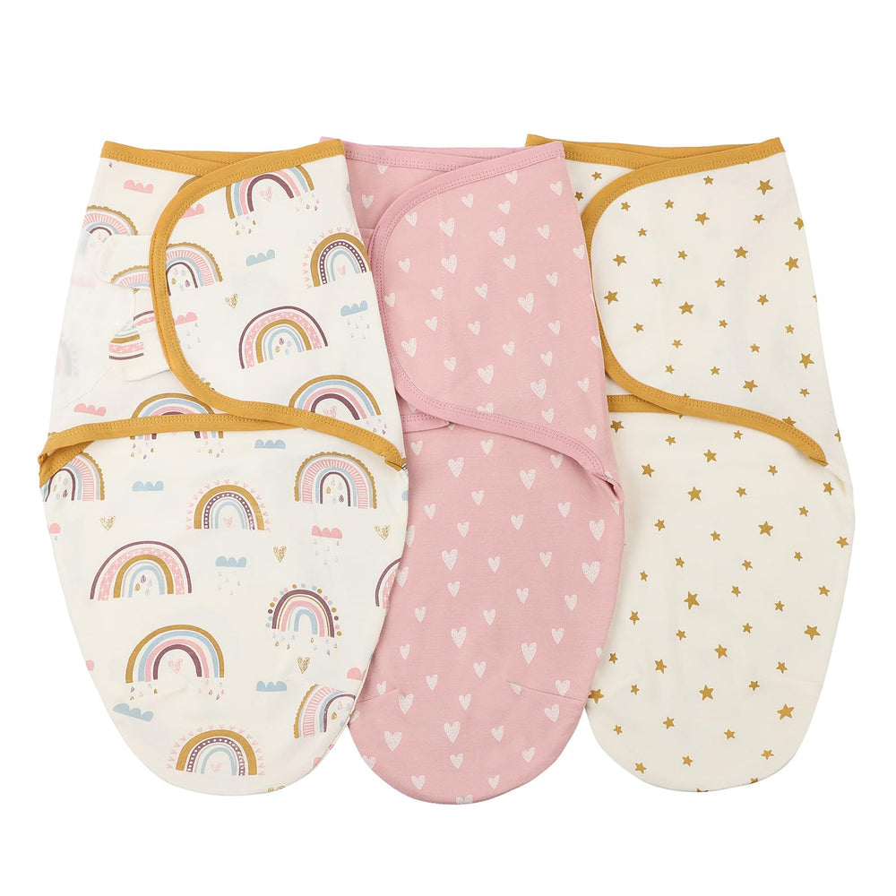 Insular baby swaddle sacks three-pack Rainbow Pink Love for cozy newborn comfort