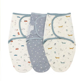 Insular car-dachshund swaddle pattern promotes cozy newborn cuddles.