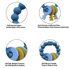 Intatikoo Baby Keys Teether Deep Blue easy-to-hold design supports early grasping