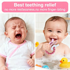 Intatikoo teething keys pink dishwasher-safe silicone for easy cleaning after baby teething