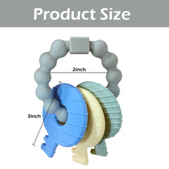 Intatikoo teether keys with three textures aid grip and coordination development.