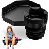Integral Kids Travel Tray large base installation view shows secure cup holder for car seats.