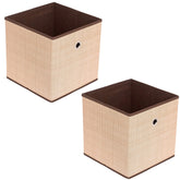 Internet's Best Canvas Storage Bin 2-pack in brown shown from the front for sturdy closet organization.