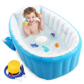 Intime baby inflatable bathtub blue angled view portable bath time on the go