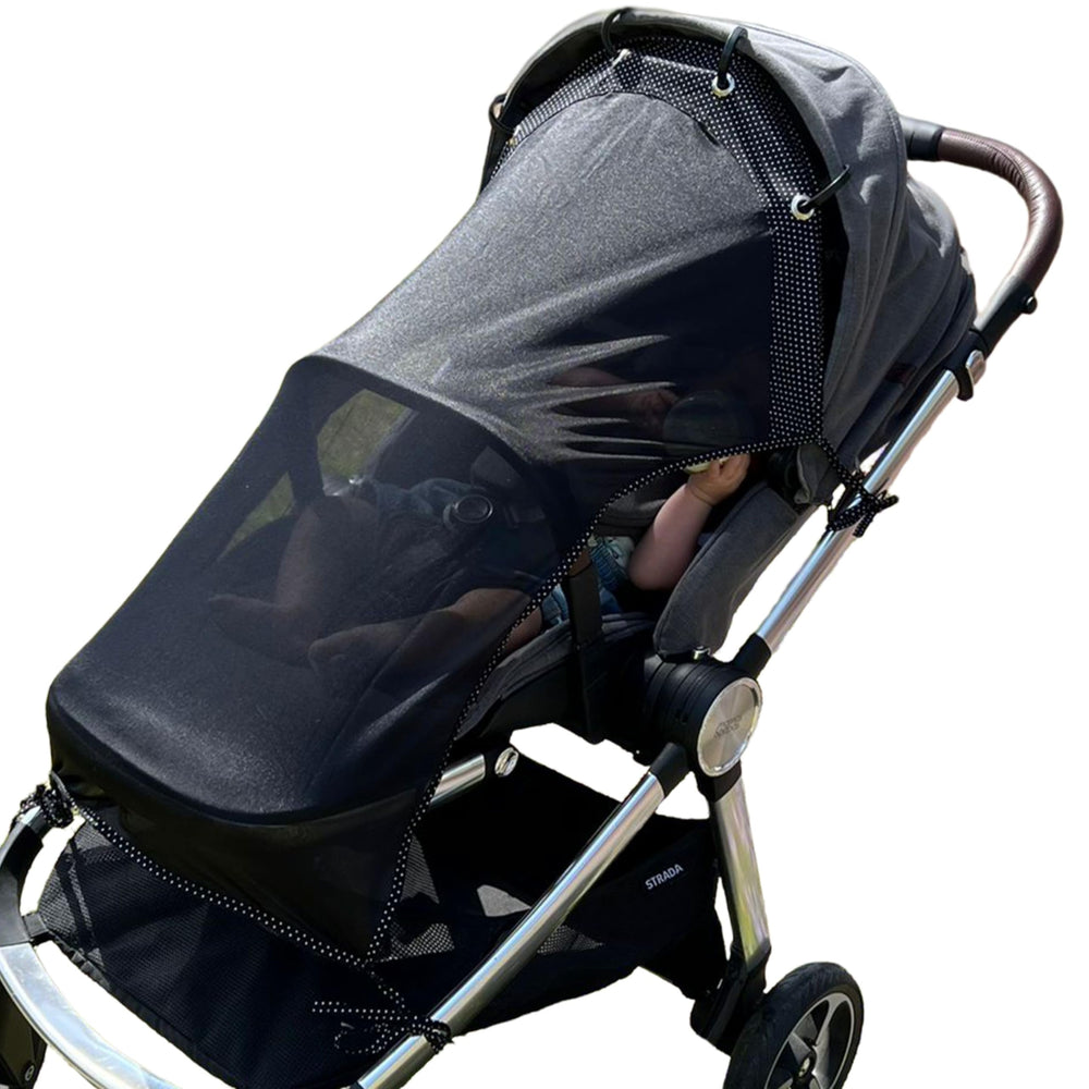 IntiMom stroller sun shade clip-on for quick sun protection while strolling.